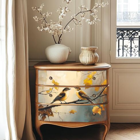 6 صفائح فرك زهرة كبيرة على التحويلات للأثاث فرك الأزهار على ملصق نقل ل DIY Crafts Bird IOD ملصقات لـ Wood Dresser Glass Window شارات مقاومة للماء 6 "x12" in Saudi Arabia