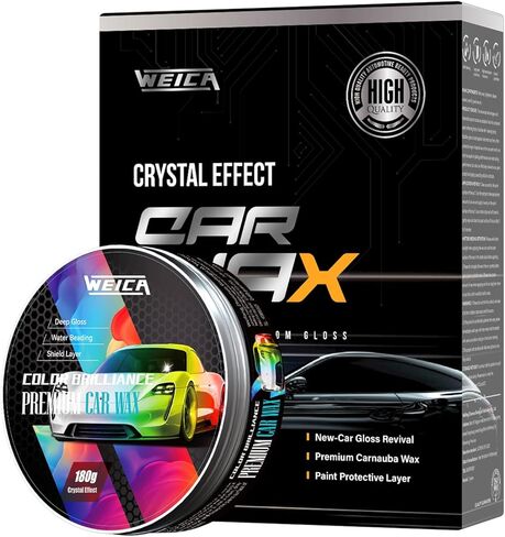 شمع السيارة باللون الأسود الصلب للسيارات السوداء، منظف مجموعة شمع السيارة كارنوبا، طلاء سيراميك تلقائي مقاوم للخدش، 180 جرام مع إسفنجة شمع ومنشفة مجانية - أسود in Kuwait