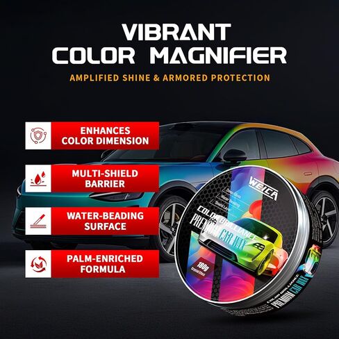 شمع السيارة باللون الأسود الصلب للسيارات السوداء، منظف مجموعة شمع السيارة كارنوبا، طلاء سيراميك تلقائي مقاوم للخدش، 180 جرام مع إسفنجة شمع ومنشفة مجانية - أسود in Kuwait