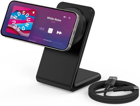 Wireless Charger for Magsafe Charger, Magnetic iPhone Charger w/ 30W Adapter & 5ft Long Braided Cable, Fast Wireless Charging Stand for iPhone 15/14/13/12 Series - Black in Saudi Arabia