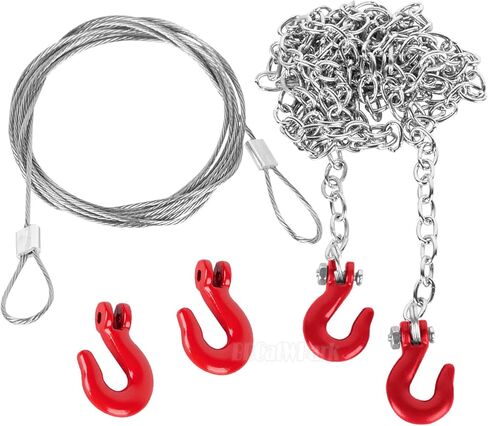 RC Crawler Car Metal Decoration Upgrades Part for 1/10 Trx4 Trx6 SCX10 GEN 7/GEN 8,RC Trailer Chain/Tow Shackle/Receiver/Hook Coupler/Elastic Force Rope/Shovel/Axe/Antennas Set,Black in Saudi Arabia