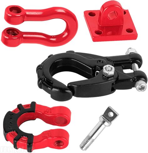 RC Crawler Car Metal Decoration Upgrades Part for 1/10 Trx4 Trx6 SCX10 GEN 7/GEN 8,RC Trailer Chain/Tow Shackle/Receiver/Hook Coupler/Elastic Force Rope/Shovel/Axe/Antennas Set,Black in Saudi Arabia