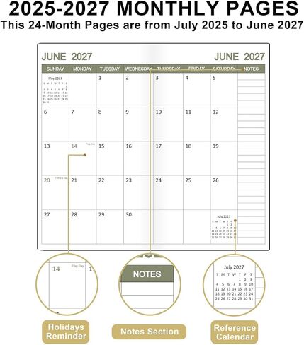 2025-2027 Pocket Calendar for Purse – Monthly Planner from July 2025 to June 2027, Two Year Monthly Calendar for Organizing & Planning, 3.5" x 6.5", Black in Saudi Arabia