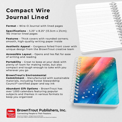 Starburst | 5.25 x 8.25 Inch Compact Wire Journal | Non-Dated | Foil Stamped Cover | BrownTrout | Planning Stationery Diary in Saudi Arabia