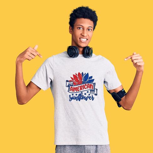 6 Sheets 4th of July Iron on Transfers,Independence Day Iron on Patches with American Flag Love Heart Flowers Design | Heat Transfer Vinyl Stickers for Clothes Bag Pillow in Kuwait