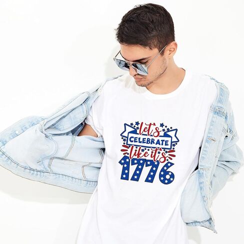 6 Sheets 4th of July Iron on Transfers,Independence Day Iron on Patches with American Flag Love Heart Flowers Design | Heat Transfer Vinyl Stickers for Clothes Bag Pillow in Kuwait