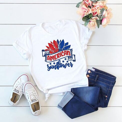 6 Sheets 4th of July Iron on Transfers,Independence Day Iron on Patches with American Flag Love Heart Flowers Design | Heat Transfer Vinyl Stickers for Clothes Bag Pillow in Kuwait