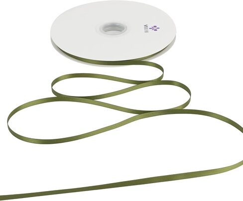 Meedee Spring Moss Satin Ribbon 1/4 بوصة زيتون أخضر الوجه مزدوج الساتان 100 ياردة التخزين المؤقت العطلة شريط النسيج الرقيق لالتفاف الهدايا ، دش الطفل ، الزفاف ، الحرف اليدوية ، الشعر ، الحلي ، الحلي in Kuwait