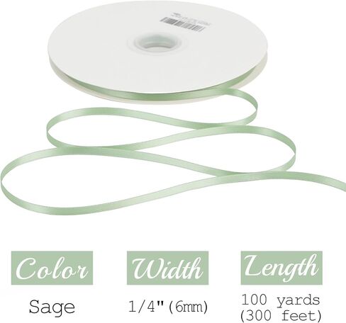 Meedee Spring Moss Satin Ribbon 1/4 بوصة زيتون أخضر الوجه مزدوج الساتان 100 ياردة التخزين المؤقت العطلة شريط النسيج الرقيق لالتفاف الهدايا ، دش الطفل ، الزفاف ، الحرف اليدوية ، الشعر ، الحلي ، الحلي in Kuwait