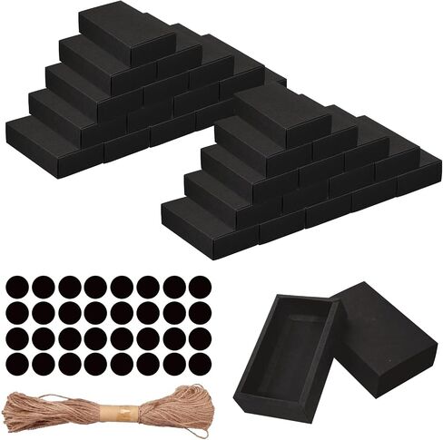 32 Pcs Kraft Paper Drawer Box Mini Cardboard Present Boxes Rectangle Drawer Kraft Boxes with Blank Tags and Jute String Present Packaging Boxes for Business Jewelry Candy Wedding Party Supplies(Brown) in Saudi Arabia