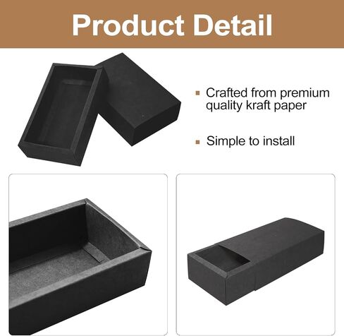 32 Pcs Kraft Paper Drawer Box Mini Cardboard Present Boxes Rectangle Drawer Kraft Boxes with Blank Tags and Jute String Present Packaging Boxes for Business Jewelry Candy Wedding Party Supplies(Brown) in Saudi Arabia