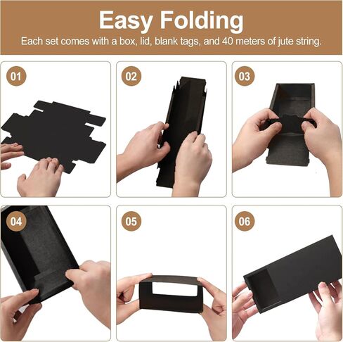32 Pcs Kraft Paper Drawer Box Mini Cardboard Present Boxes Rectangle Drawer Kraft Boxes with Blank Tags and Jute String Present Packaging Boxes for Business Jewelry Candy Wedding Party Supplies(Brown) in Saudi Arabia