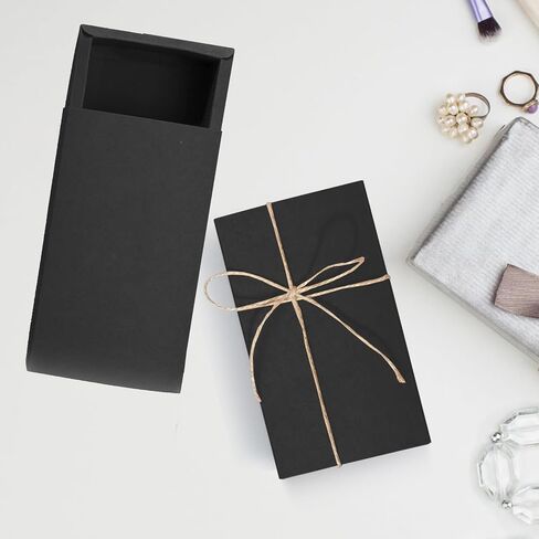 32 Pcs Kraft Paper Drawer Box Mini Cardboard Present Boxes Rectangle Drawer Kraft Boxes with Blank Tags and Jute String Present Packaging Boxes for Business Jewelry Candy Wedding Party Supplies(Brown) in Saudi Arabia