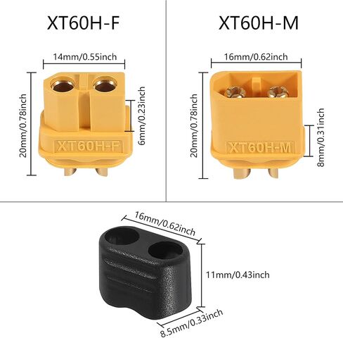 20 Pair XT60H (XT60 Upgrade) Male Female Bullet Connectors Power Plugs with Sheath for Lipo Battery RC Planes Cars in Saudi Arabia