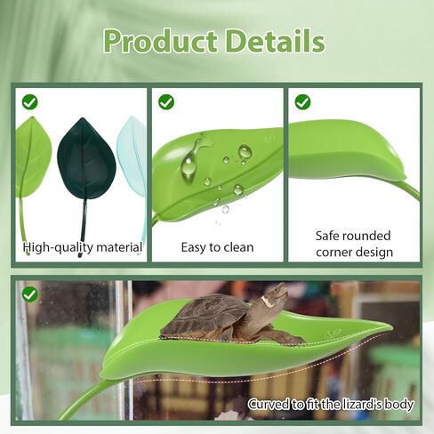 BEWUDY 3PACK TURTLE TANK Accessories ، ملحقات خزان Gecko Crested ، زخارف أوراق مع أكواب الشفط ضفدع الموائل منصة تسلق الجدار Gecko Toy reptile leaf malonging decoration in Kuwait