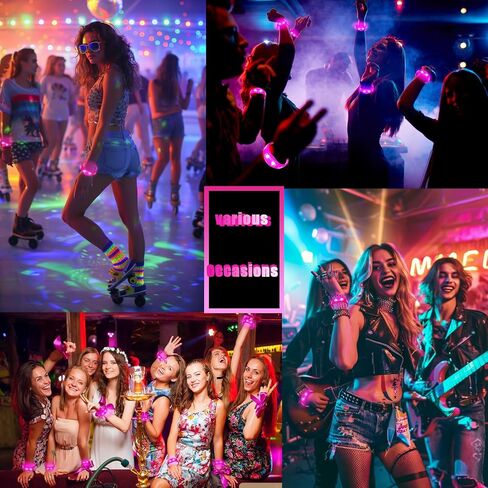 100 PCS LED Bracelets يتم تنشيطها مع LED وامض LED مكافحة الموسيقى تحكم الضوء على الأساور للهذيان ، جوائز اللعبة ، خدمة عيد الميلاد ، هدية عيد الحب (الوردي الساخن) in Kuwait
