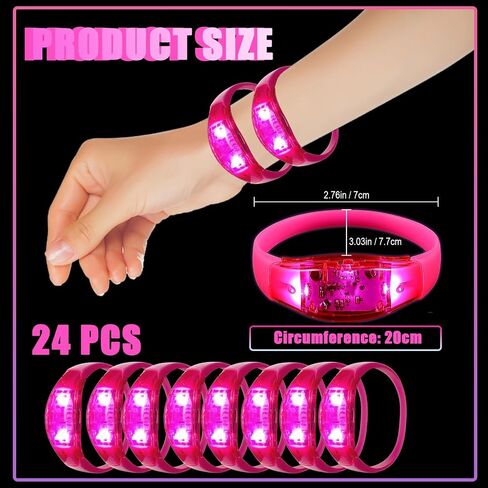 100 PCS LED Bracelets يتم تنشيطها مع LED وامض LED مكافحة الموسيقى تحكم الضوء على الأساور للهذيان ، جوائز اللعبة ، خدمة عيد الميلاد ، هدية عيد الحب (الوردي الساخن) in Kuwait