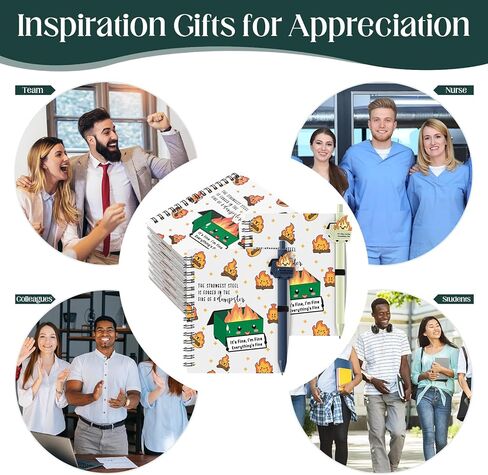 60 Pcs Inspriational Dumpster Fire A6 Journals Bulk Funny Pen with Saying Dumpster Fire Ballpoint Pen Notebook Employee Appreciation Gift (Colorful) in Saudi Arabia