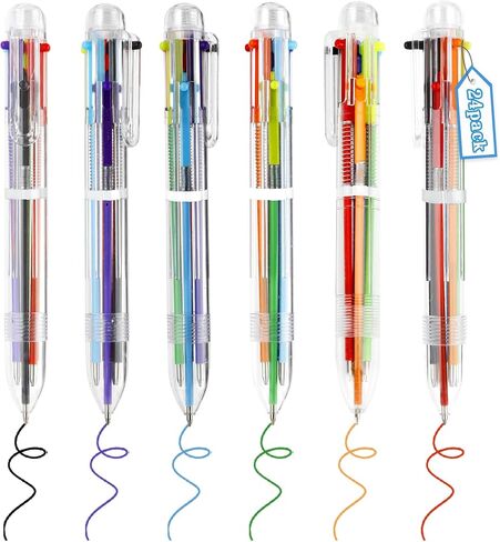 أقلام الألوان 24 Pack 6-in-1 Proper Pens 0.5mm قابلة للسحب متعددة الألوان قلم 6 ألوان الحفلات هدايا ملونة Pen Pen for Kids School School School Supplies الأطفال الأطفال in Kuwait