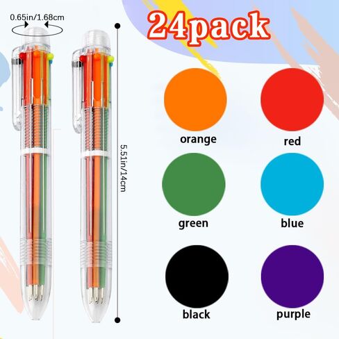 أقلام الألوان 24 Pack 6-in-1 Proper Pens 0.5mm قابلة للسحب متعددة الألوان قلم 6 ألوان الحفلات هدايا ملونة Pen Pen for Kids School School School Supplies الأطفال الأطفال in Kuwait