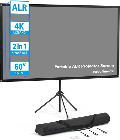 Portable Projector Screen with Stand, ALR Projector Screen 100 Inch 16:9, Outdoor Projector Screen, High Contrast, Work In Ambient Light, Compact Size, Easy Setup, Idea for Home Cinema, Backyard Party in Saudi Arabia