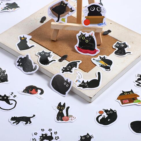 90 Pcs Cute Cat Stickers Mini Black Cat Stickers Vintage Aesthetic Scrapbook for Teens Adults Journal DIY Decoration Planners Diary Notebooks Album Laptop Phone Case Art Craft in Saudi Arabia