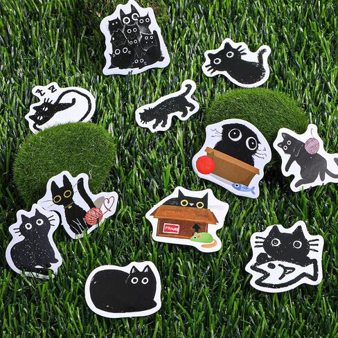 90 Pcs Cute Cat Stickers Mini Black Cat Stickers Vintage Aesthetic Scrapbook for Teens Adults Journal DIY Decoration Planners Diary Notebooks Album Laptop Phone Case Art Craft in Saudi Arabia