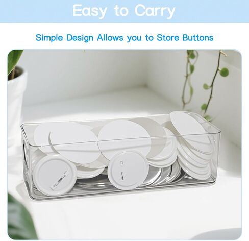 100 Sets 58mm/2.28 in Button Maker Supplies, Fesorsi Button Covers Galvanized Iron, Plastic Back Cover, Buttons Blank Paper, Plastic Clear Film, for DIY Badges, Name Tag, Clothes (with Storage Box) in Kuwait
