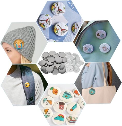 100 Sets 58mm/2.28 in Button Maker Supplies, Fesorsi Button Covers Galvanized Iron, Plastic Back Cover, Buttons Blank Paper, Plastic Clear Film, for DIY Badges, Name Tag, Clothes (with Storage Box) in Kuwait