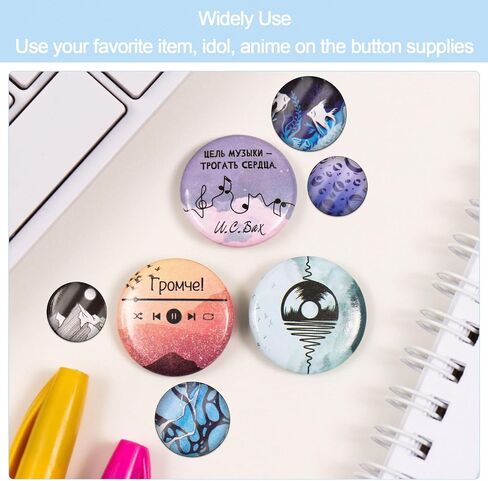 100 Sets 58mm/2.28 in Button Maker Supplies, Fesorsi Button Covers Galvanized Iron, Plastic Back Cover, Buttons Blank Paper, Plastic Clear Film, for DIY Badges, Name Tag, Clothes (with Storage Box) in Kuwait