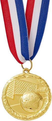 Juvale 12 Pack Basketball Medals for Kids and Adults, Team Participation Trophies, Awards, Party Favors, Red, White, and Blue Stripes 15.5" Ribbon (2 in, Metal, Gold) in Saudi Arabia