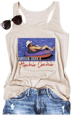 Hotter Than A Hoochie Coochie Graphic Summer Music Concert Chris Vintage Sexy Tank Tops for Women Cute Funny Friend Camis in Saudi Arabia