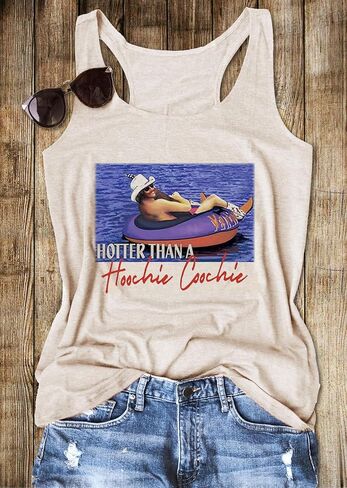 Hotter Than A Hoochie Coochie Graphic Summer Music Concert Chris Vintage Sexy Tank Tops for Women Cute Funny Friend Camis in Saudi Arabia