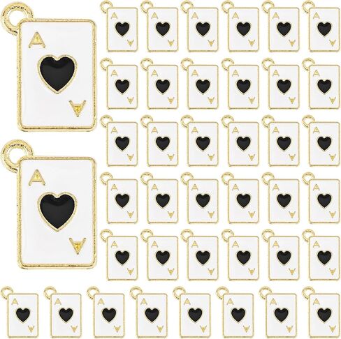 Framendino, Metal Enamel Poker Card Pendant Charm Alloy Peach Heart Rectangle Connector Mini Playing Bead for Necklace in Saudi Arabia