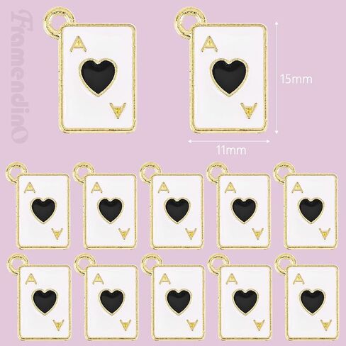 Framendino, Metal Enamel Poker Card Pendant Charm Alloy Peach Heart Rectangle Connector Mini Playing Bead for Necklace in Saudi Arabia