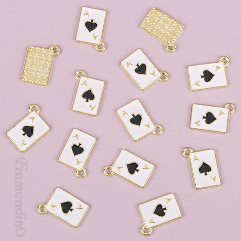 Framendino, Metal Enamel Poker Card Pendant Charm Alloy Peach Heart Rectangle Connector Mini Playing Bead for Necklace in Saudi Arabia