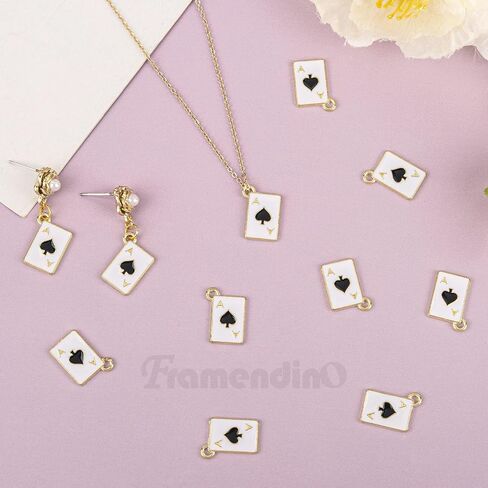 Framendino, Metal Enamel Poker Card Pendant Charm Alloy Peach Heart Rectangle Connector Mini Playing Bead for Necklace in Saudi Arabia