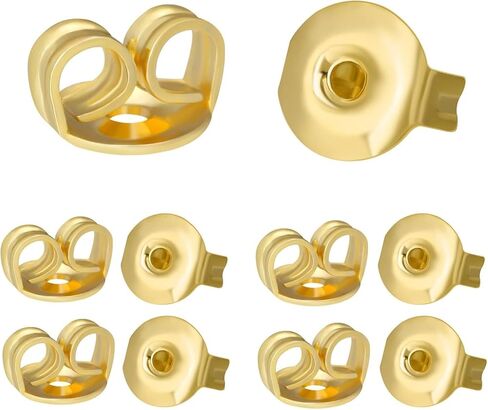 Earring Backs for Stud,Replacement Secure Ear Locking for Ear Posts,Stainless Steel Earring Backs Stopper for Droopy Ear(Gold,12pcs/6 Pairs,6x4.5mm) in Saudi Arabia