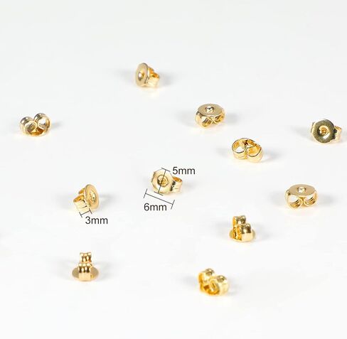 Earring Backs for Stud,Replacement Secure Ear Locking for Ear Posts,Stainless Steel Earring Backs Stopper for Droopy Ear(Gold,12pcs/6 Pairs,6x4.5mm) in Saudi Arabia