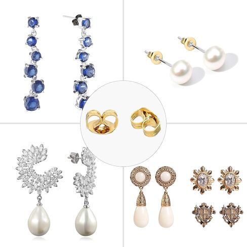 Earring Backs for Stud,Replacement Secure Ear Locking for Ear Posts,Stainless Steel Earring Backs Stopper for Droopy Ear(Gold,12pcs/6 Pairs,6x4.5mm) in Saudi Arabia
