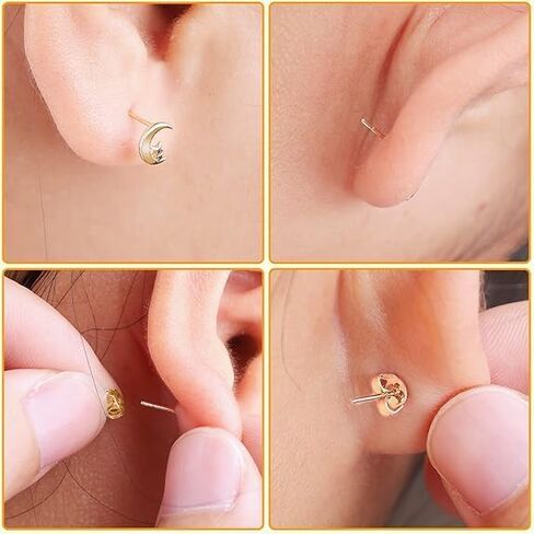 Earring Backs for Stud,Replacement Secure Ear Locking for Ear Posts,Stainless Steel Earring Backs Stopper for Droopy Ear(Gold,12pcs/6 Pairs,6x4.5mm) in Saudi Arabia