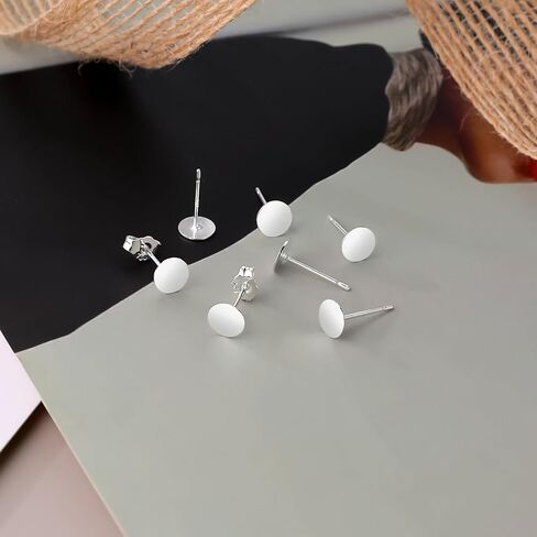 30PCS Silver Flat Pad Earring Studs with Butterfly and Rubber Earring Backs Hypoallergenic 925 Sterling Silver Post for DIY Jewelry Making Findings in Saudi Arabia