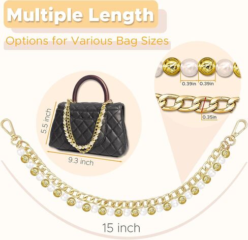 Bag Chain Charms for Handbags – Stylish Gold Purse Charm Accessories Decorations for Women’s Shoulder&Crossbody Bags(15inch) in Kuwait