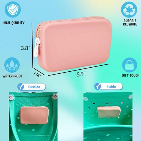 Accessories for Bogg Bag, Silicone Toiletry Bag, Soft Silicon Insert Wallet for Beach Bag, 2Pcs Charms for Bogg Bag, Hooks and Key Chain Set in Kuwait