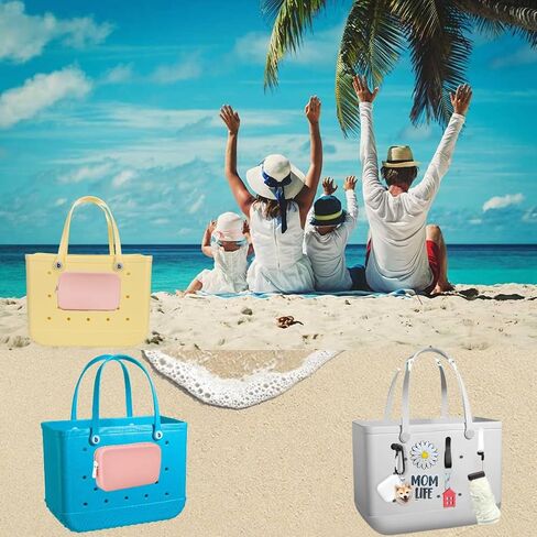 Accessories for Bogg Bag, Silicone Toiletry Bag, Soft Silicon Insert Wallet for Beach Bag, 2Pcs Charms for Bogg Bag, Hooks and Key Chain Set in Kuwait