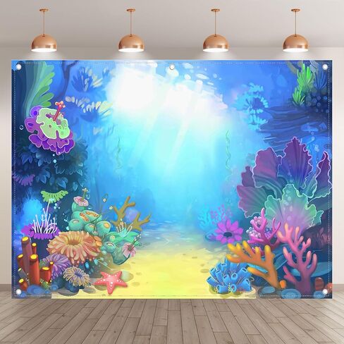 ZTHMOE 7x5ft النسيج الصيف تحت البحر التصوير خلفية ليتل حورية البحر الأميرة فتاة خلفية عيد ميلاد حزب المحيط استحمام الطفل زينة الصورة راية الدعائم in Kuwait