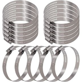 Glarks 15Pcs 52-76mm/2-3inch Range 304 Stainless Steel Adjustable Worm Gear Hose Clamps for Fuel Line Clamp for Water Pipe, Plumbing, Automotive and Mechanical (52-76mm)