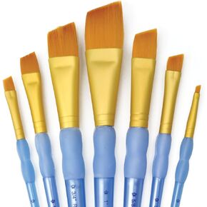 Royal and Langnickel RCC 304 Crafter's Choice Angular Taklon Variety Brush Set - Gold (Pack of 7)