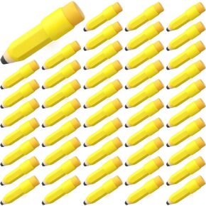 Ctosree 50 Pcs Pencil Erasers Fun Pencil Shaped Cute Erasers Kids Rubbers Kawaii Erasers for Students Prizes Sketching Drawing Classroom Birthday Party Favor School Stationery Supplies Gifts, Yellow