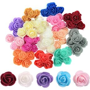 100 Pcs 1.3 Inch Mini Artificial Rose Flowers Mix Color PE Foam Fake Rose Heads DIY Wedding Flowers for DIY Bear Wedding Home Decoration DIY Crafts, Party, Festival,Valentine's Day Decoration